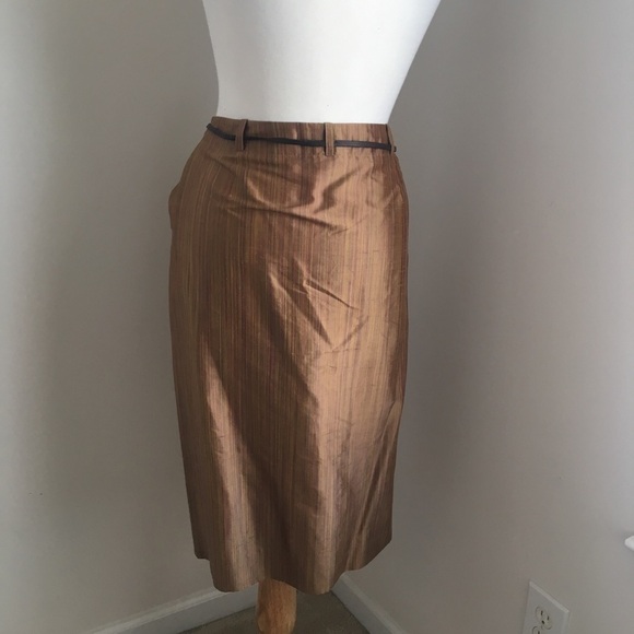 NWOT Belted Silk Skirt w Front Pleat + Pockets 14 - Picture 6 of 8